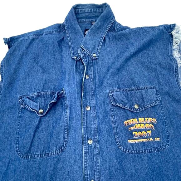 SPORTS GALLERY men's Biker denim sleeveless shirt size XXL - Picture 4 of 11